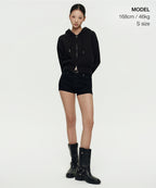 MUSINSA STANDARD WOMAN MUSINSA STANDARD WOMAN Women's Hoodie Crop Zip-up [Black]