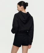MUSINSA STANDARD WOMAN MUSINSA STANDARD WOMAN Women's Hoodie Crop Zip-up [Black]