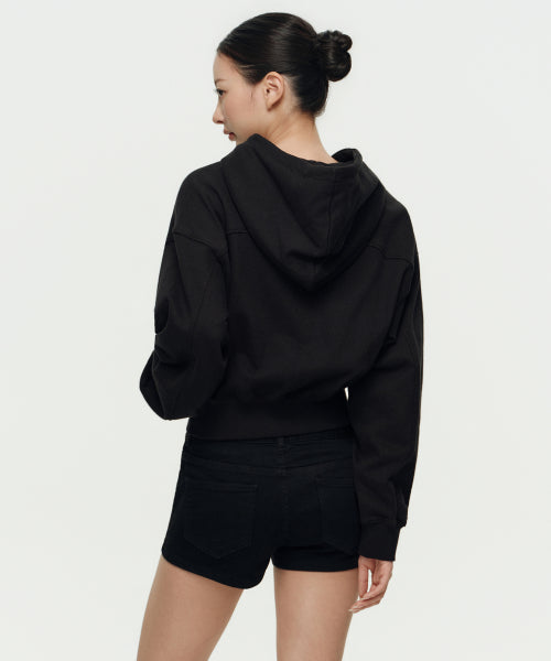 MUSINSA STANDARD WOMAN MUSINSA STANDARD WOMAN Women's Hoodie Crop Zip-up [Black]