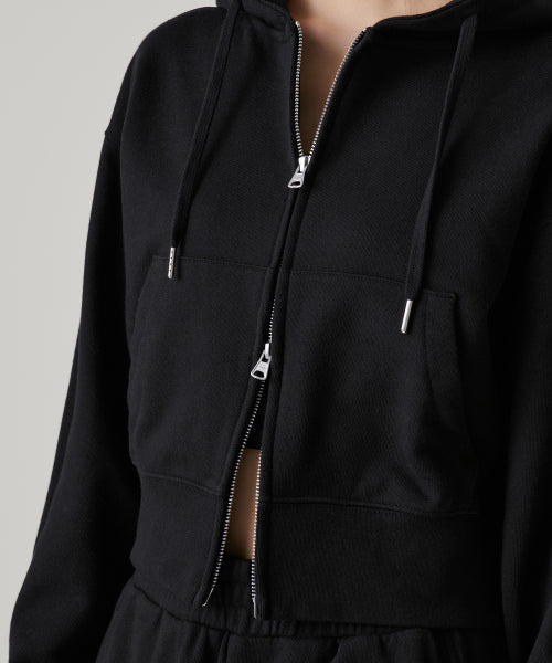 MUSINSA STANDARD WOMAN MUSINSA STANDARD WOMAN Women's Hoodie Crop Zip-up [Black]