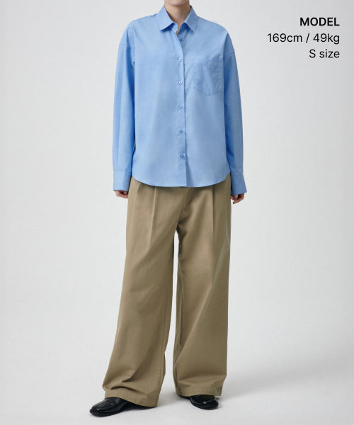 MUSINSA STANDARD WOMAN MUSINSA STANDARD WOMAN Oversized Poplin Shirt [Socks Blue]