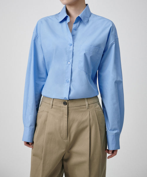 MUSINSA STANDARD WOMAN MUSINSA STANDARD WOMAN Oversized Poplin Shirt [Socks Blue]