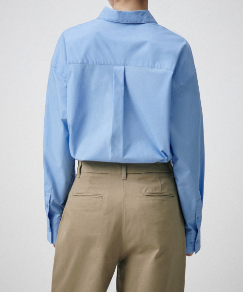 MUSINSA STANDARD WOMAN MUSINSA STANDARD WOMAN Oversized Poplin Shirt [Socks Blue]
