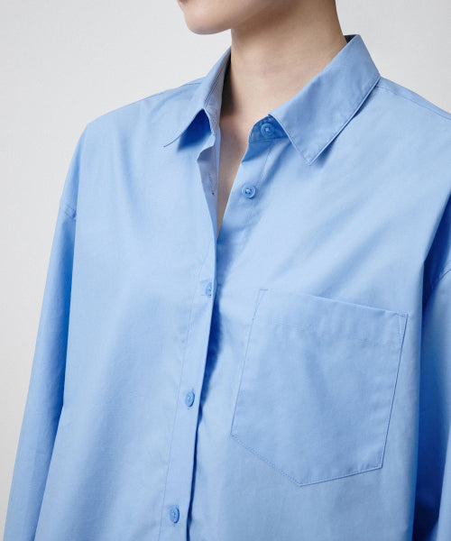 MUSINSA STANDARD WOMAN MUSINSA STANDARD WOMAN Oversized Poplin Shirt [Socks Blue]