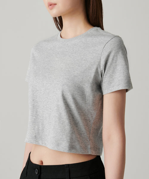 MUSINSA STANDARD WOMAN MUSINSA STANDARD WOMAN Crew Neck Crop T-Shirt Medium Gray