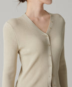 MUSINSA STANDARD WOMAN MUSINSA STANDARD WOMAN Cardigan ribbed slim [light beige]