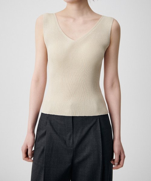 MUSINSA STANDARD WOMAN MUSINSA STANDARD WOMAN Women's Ribbed V-Neck Knit Sleeveless Top [Light Beige]