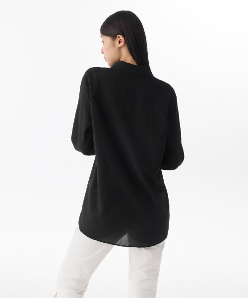 MUSINSA STANDARD WOMAN MUSINSA STANDARD WOMAN Women's Relaxed Linen Like Shirt Black