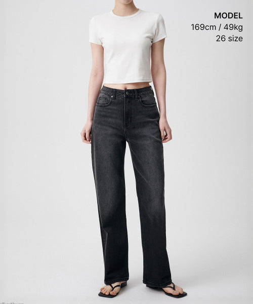 MUSINSA STANDARD WOMAN Straight Denim Pants - Washed Black