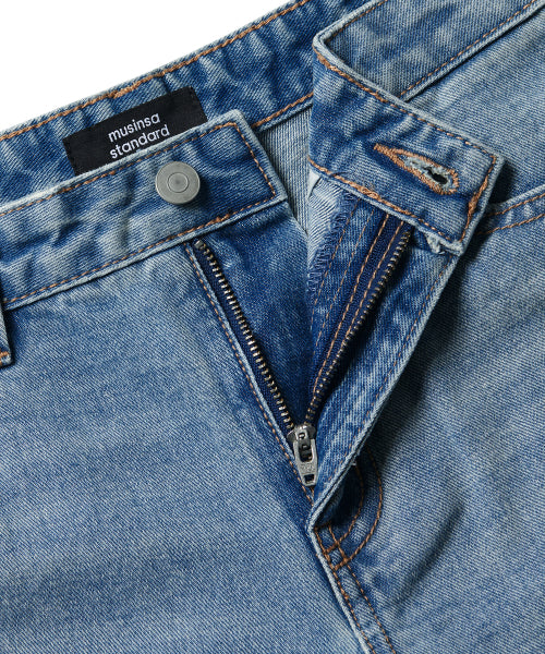 MUSINSA STANDARD WOMAN MUSINSA STANDARD WOMAN Denim Low Rise Wide Pants [Light Indigo]