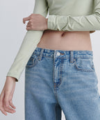 MUSINSA STANDARD WOMAN MUSINSA STANDARD WOMAN Denim Low Rise Wide Pants [Light Indigo]