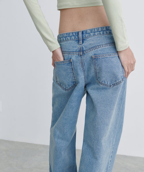 MUSINSA STANDARD WOMAN MUSINSA STANDARD WOMAN Denim Low Rise Wide Pants [Light Indigo]