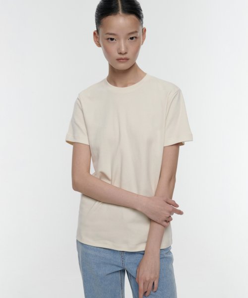 MUSINSA STANDARD WOMAN MUSINSA STANDARD WOMAN Women's Basic Crew Neck T-Shirt (Ecru)