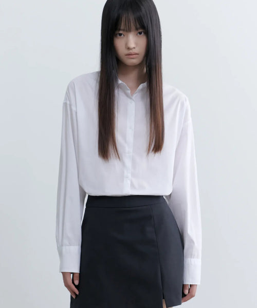 MUSINSA STANDARD WOMAN MUSINSA STANDARD WOMAN Cotton Nylon Oversized Shirt (White)