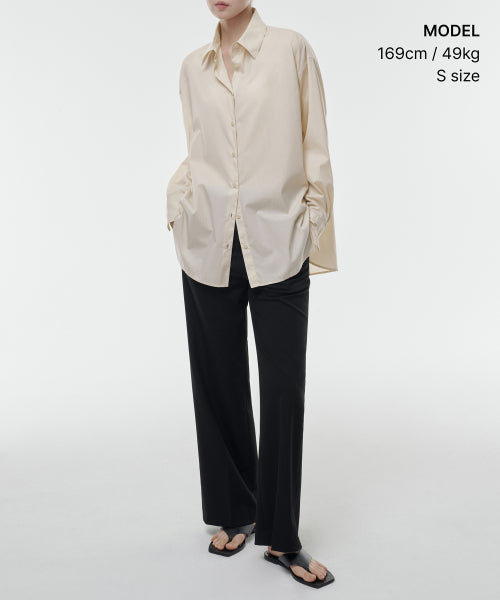 MUSINSA STANDARD WOMAN MUSINSA STANDARD WOMAN Cotton Nylon Oversized Shirt [Light Beige]