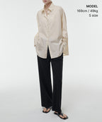 MUSINSA STANDARD WOMAN MUSINSA STANDARD WOMAN Cotton Nylon Oversized Shirt [Light Beige]