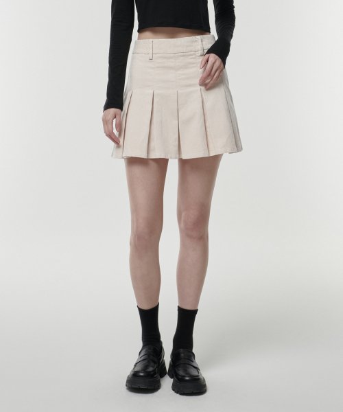 MUSINSA STANDARD WOMAN MUSINSA STANDARD WOMAN Corduroy Pleated Mini Skirt [Cream]
