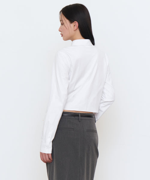 MUSINSA STANDARD WOMAN MUSINSA STANDARD WOMAN Women's Slim Fit Crop Shirt (White)
