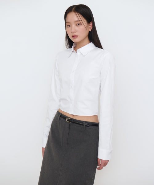 MUSINSA STANDARD WOMAN MUSINSA STANDARD WOMAN Women's Slim Fit Crop Shirt (White)