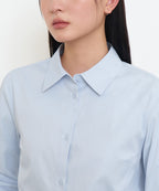 MUSINSA STANDARD WOMAN MUSINSA STANDARD WOMAN Slim Fit Crop Shirt (Sky Blue)