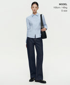 MUSINSA STANDARD WOMAN MUSINSA STANDARD WOMAN Slim Fit Shirt (Sky Blue)