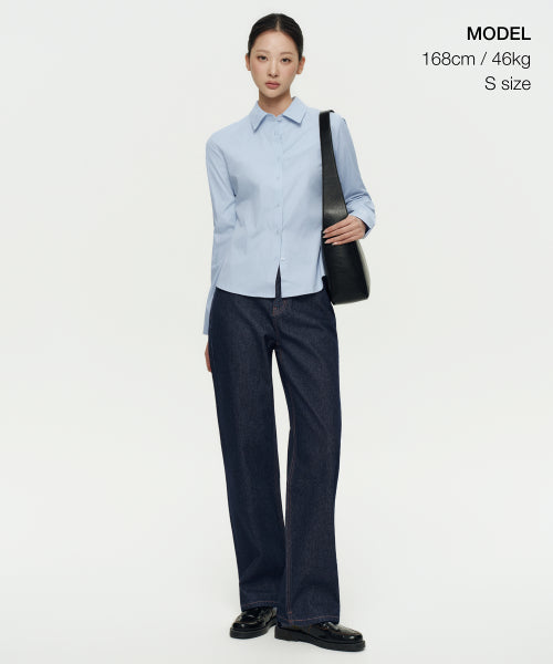 MUSINSA STANDARD WOMAN MUSINSA STANDARD WOMAN Slim Fit Shirt (Sky Blue)
