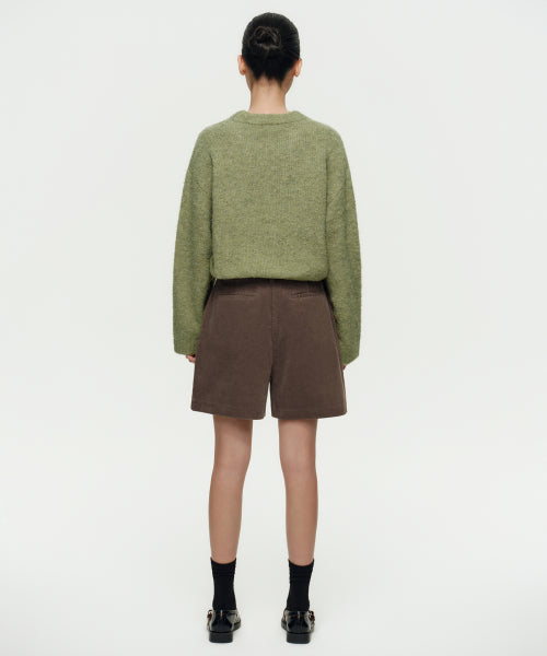 MUSINSA STANDARD WOMAN MUSINSA STANDARD WOMAN Women's One Tuck Wide Corduroy Shorts [Khaki Brown]
