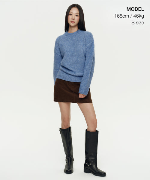 MUSINSA STANDARD WOMAN MUSINSA STANDARD WOMAN Women's Bookle Relaxed Crew Neck Knit [Sky Blue]