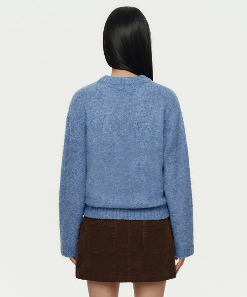 MUSINSA STANDARD WOMAN MUSINSA STANDARD WOMAN Women's Bookle Relaxed Crew Neck Knit [Sky Blue]