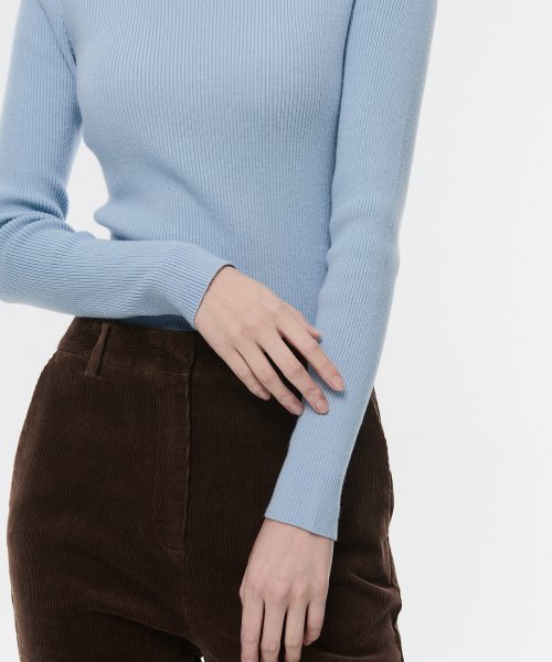 MUSINSA STANDARD WOMAN MUSINSA STANDARD WOMAN Women's Ribbed Slim Turtleneck Knit Sky Blue