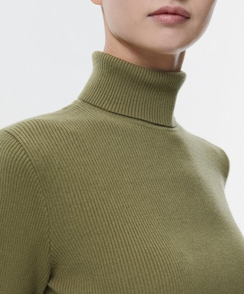 MUSINSA STANDARD WOMAN MUSINSA STANDARD WOMAN Women's Ribbed Slim Turtleneck Knit Light Moss