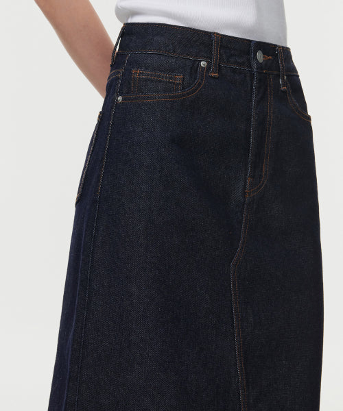 MUSINSA STANDARD WOMAN MUSINSA STANDARD WOMAN Denim Maxi Skirt Deep Indigo