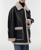 MUSINSA STANDARD WOMAN MUSINSA STANDARD WOMAN Women's Reversible Synthetic Leather Shearling Half Coat [Black]