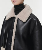 MUSINSA STANDARD WOMAN MUSINSA STANDARD WOMAN Women's Reversible Synthetic Leather Shearling Half Coat [Black]