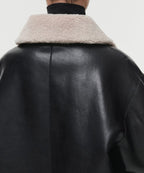 MUSINSA STANDARD WOMAN MUSINSA STANDARD WOMAN Women's Reversible Synthetic Leather Shearling Half Coat [Black]