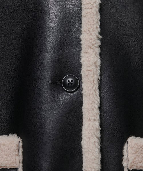 MUSINSA STANDARD WOMAN MUSINSA STANDARD WOMAN Women's Reversible Synthetic Leather Shearling Half Coat [Black]