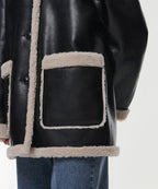 MUSINSA STANDARD WOMAN MUSINSA STANDARD WOMAN Women's Reversible Synthetic Leather Shearling Half Coat [Black]