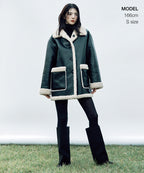 MUSINSA STANDARD WOMAN MUSINSA STANDARD WOMAN Women's Reversible Synthetic Leather Shearling Half Coat [Black]