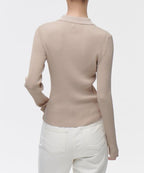 MUSINSA STANDARD WOMAN MUSINSA STANDARD WOMAN Women's Ribbed Slim Collared Cardigan (Light Beige)