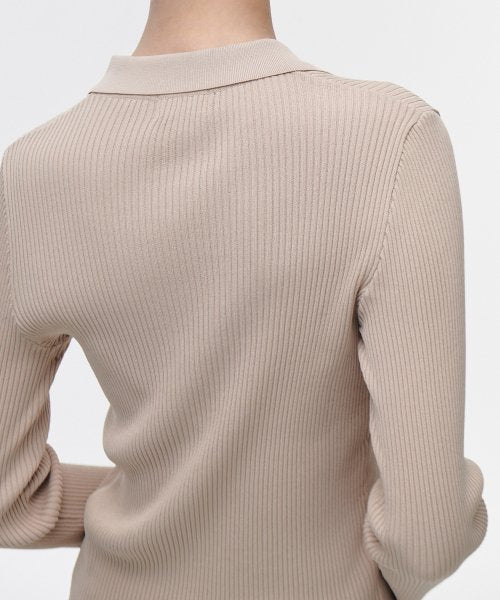 MUSINSA STANDARD WOMAN MUSINSA STANDARD WOMAN Women's Ribbed Slim Collared Cardigan (Light Beige)