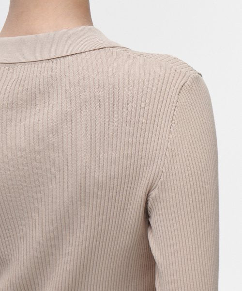 MUSINSA STANDARD WOMAN MUSINSA STANDARD WOMAN Women's Ribbed Slim Collared Cardigan (Light Beige)