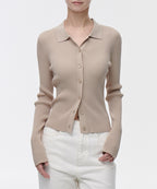 MUSINSA STANDARD WOMAN MUSINSA STANDARD WOMAN Women's Ribbed Slim Collared Cardigan (Light Beige)
