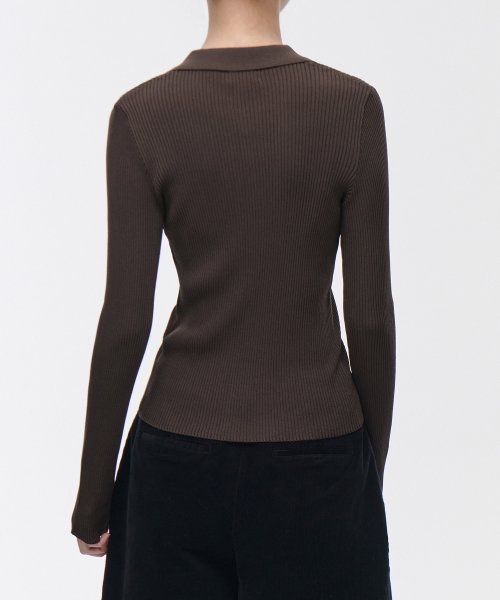 MUSINSA STANDARD WOMAN MUSINSA STANDARD WOMAN Women's Ribbed Slim Collared Cardigan [Brown]