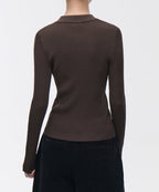 MUSINSA STANDARD WOMAN MUSINSA STANDARD WOMAN Women's Ribbed Slim Collared Cardigan [Brown]