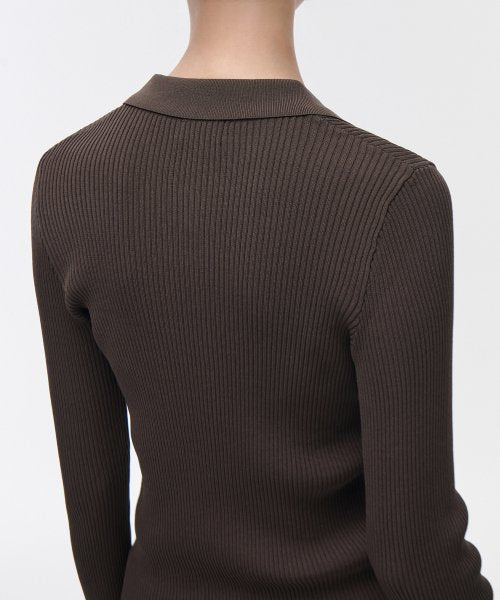 MUSINSA STANDARD WOMAN MUSINSA STANDARD WOMAN Women's Ribbed Slim Collared Cardigan [Brown]