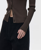 MUSINSA STANDARD WOMAN MUSINSA STANDARD WOMAN Women's Ribbed Slim Collared Cardigan [Brown]