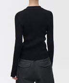 MUSINSA STANDARD WOMAN MUSINSA STANDARD WOMAN Women's Ribbed Slim Collared Cardigan (Black)