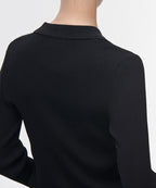 MUSINSA STANDARD WOMAN MUSINSA STANDARD WOMAN Women's Ribbed Slim Collared Cardigan (Black)