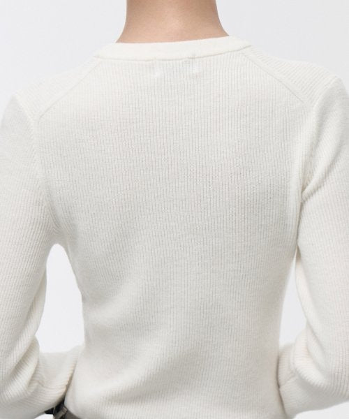 MUSINSA STANDARD WOMAN MUSINSA STANDARD WOMAN Women's Ribbed Slim Crew Neck Knit [Ivory]