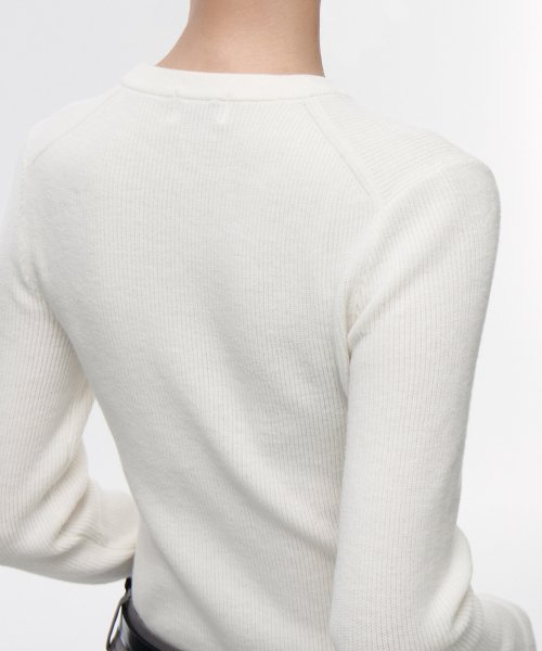 MUSINSA STANDARD WOMAN MUSINSA STANDARD WOMAN Women's Ribbed Slim Crew Neck Knit [Ivory]